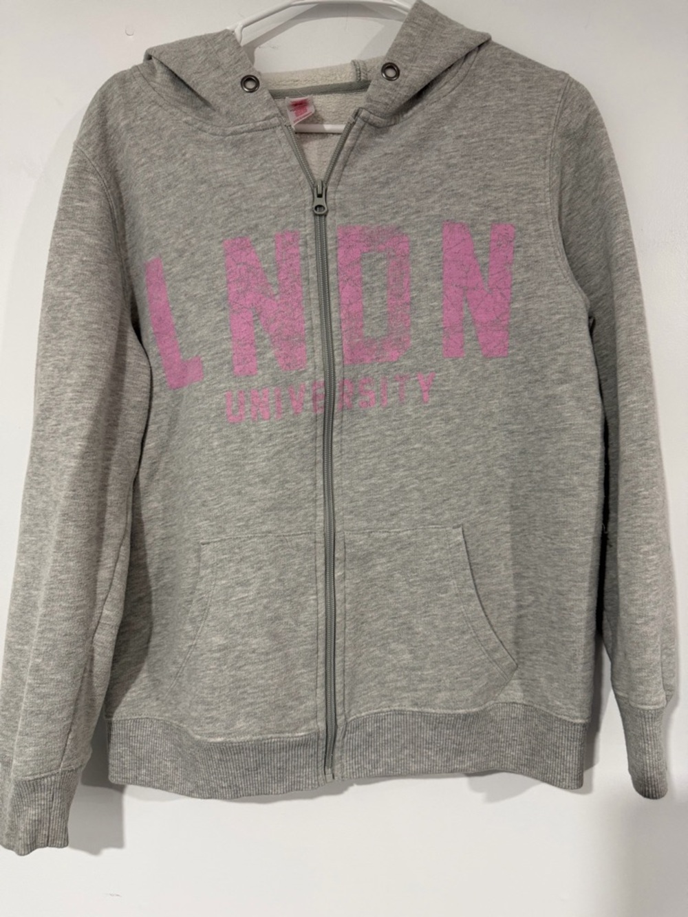 BONGO Gray Zip Hoodie with Pink LNDN Print